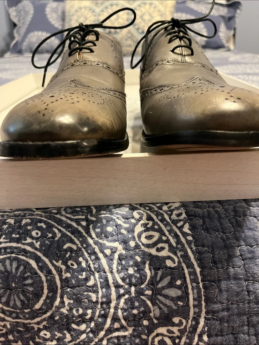 Ben Sherman Gray Leather Wingtip Derbys